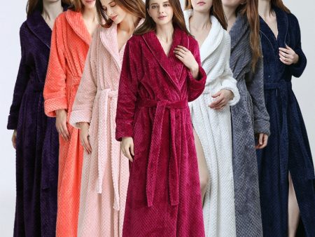 Women Winter Extra Long Robe Soft Warm Plus Size Flannel Peignoir Preg For Cheap