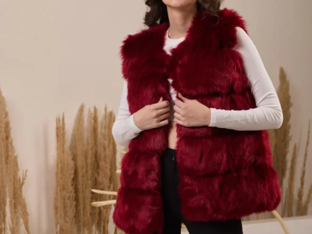 Fur Jacket – Maroon -Warm Sale