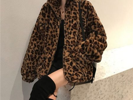 Winter Leopard Print Jacket Women s Stand collar Warm Parkas Outwear Cheap