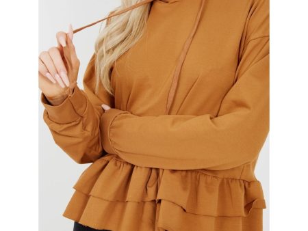 Camel Frill Hoodie For Cheap