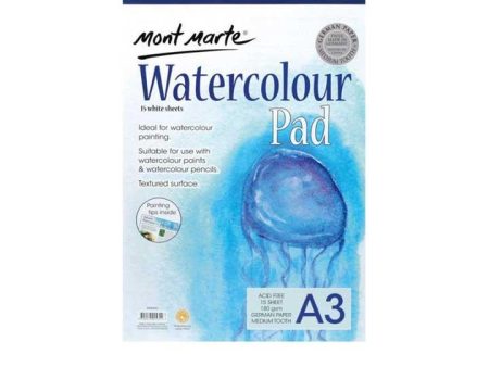 Mont Marte Watercolor Pad Germen Paper A3 180Gsm 15Sheet (MSB0062) Hot on Sale